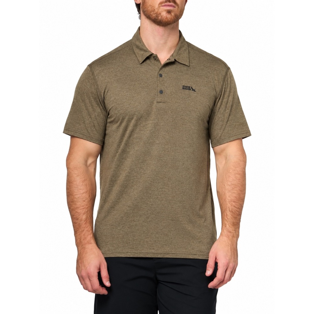 Eddie Bauer Mens Mountain Trek Short Sleeve Polo 2.0 Dark Oak Brown S NEW
